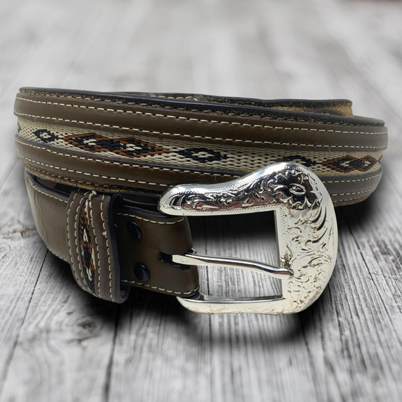 Vintage Nocona Western Belt Men's Sz 50 *DAMAGED* Cowboy Southwest Rodeo READ - Picture 1 of 6